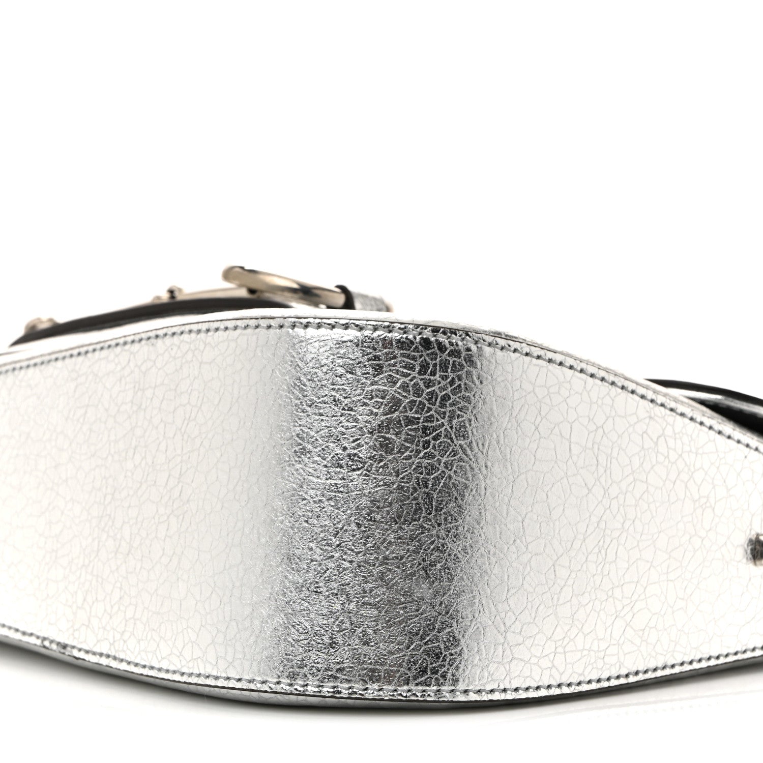 Gucci Metallic Demetra Small Horsebit 1955 Asymmetric Shoulder Bag Silver 10 of 12