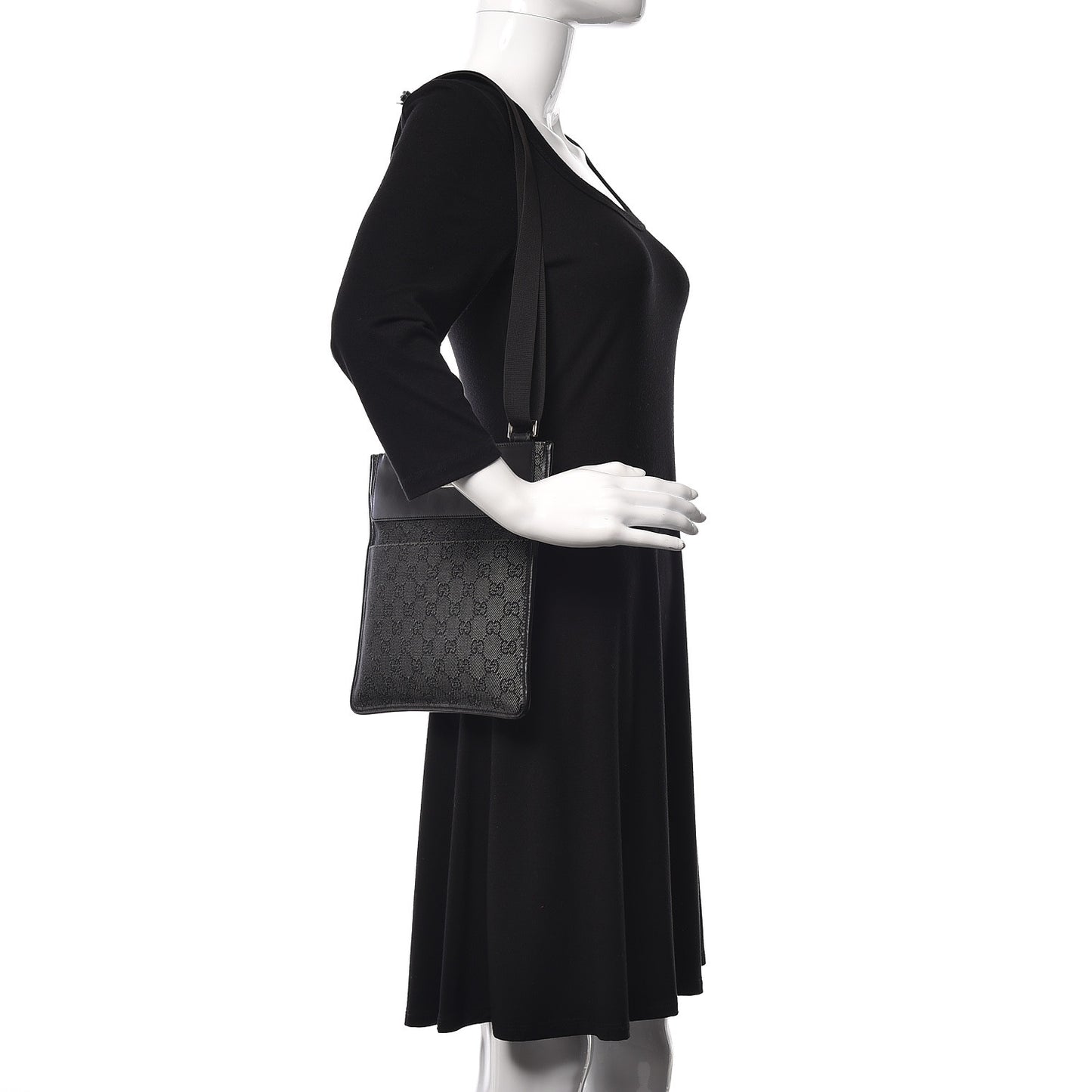 GG Monogram Messenger Crossbody Bag Black