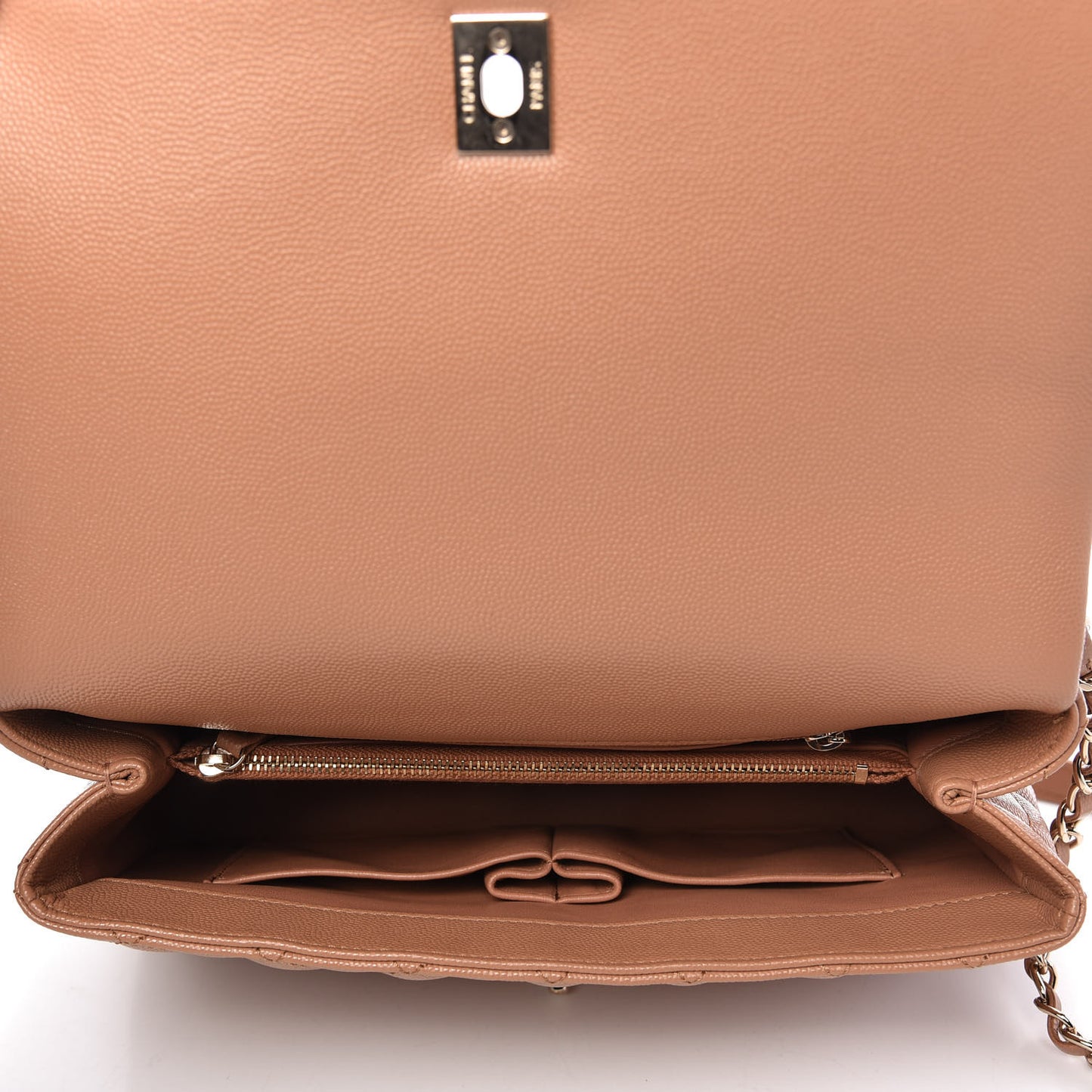 Caviar Lizard Embossed Quilted Small Coco Handle Flap Brown
