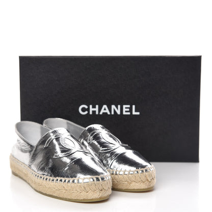 Chanel Laminated Goatskin CC Espadrilles 35 Silver 11 of 11