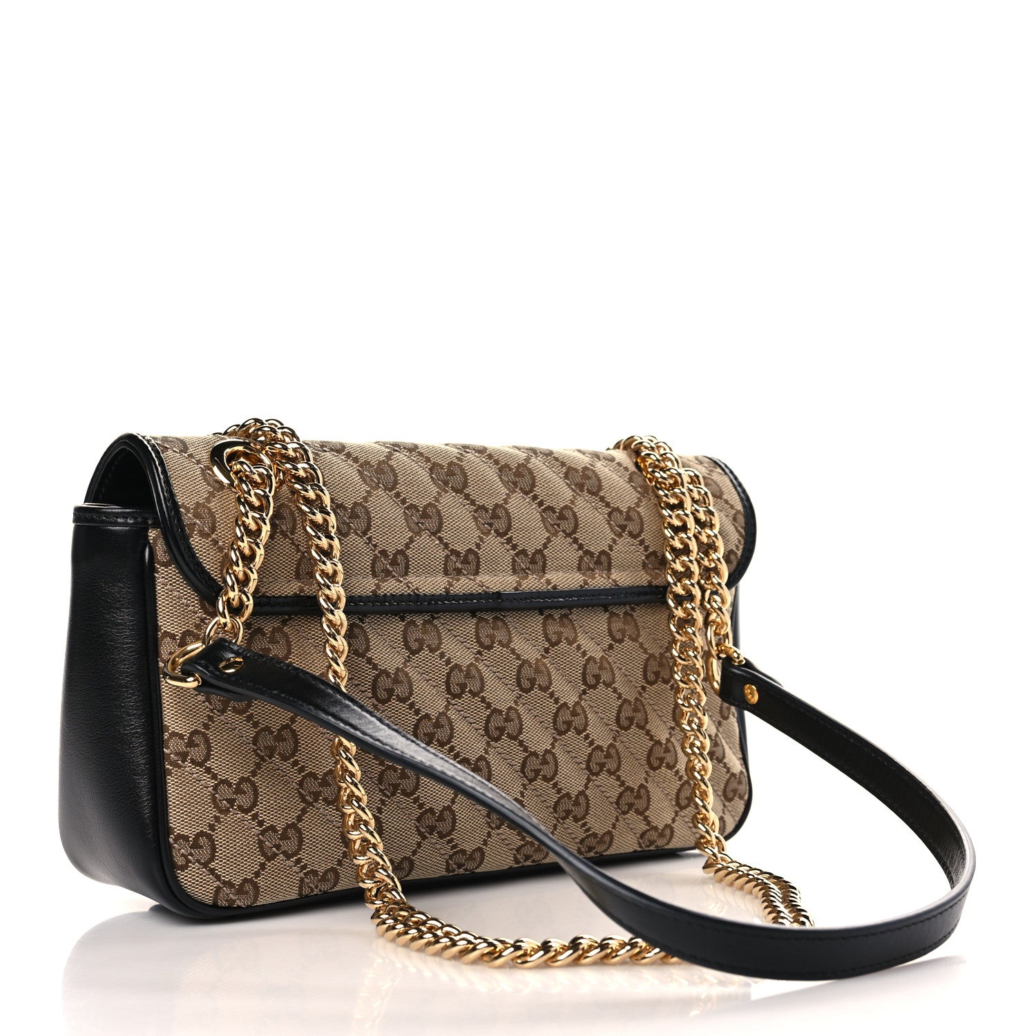 Gucci Monogram Matelasse Diagonal Small GG Marmont Shoulder Bag Beige Black 3 of 9