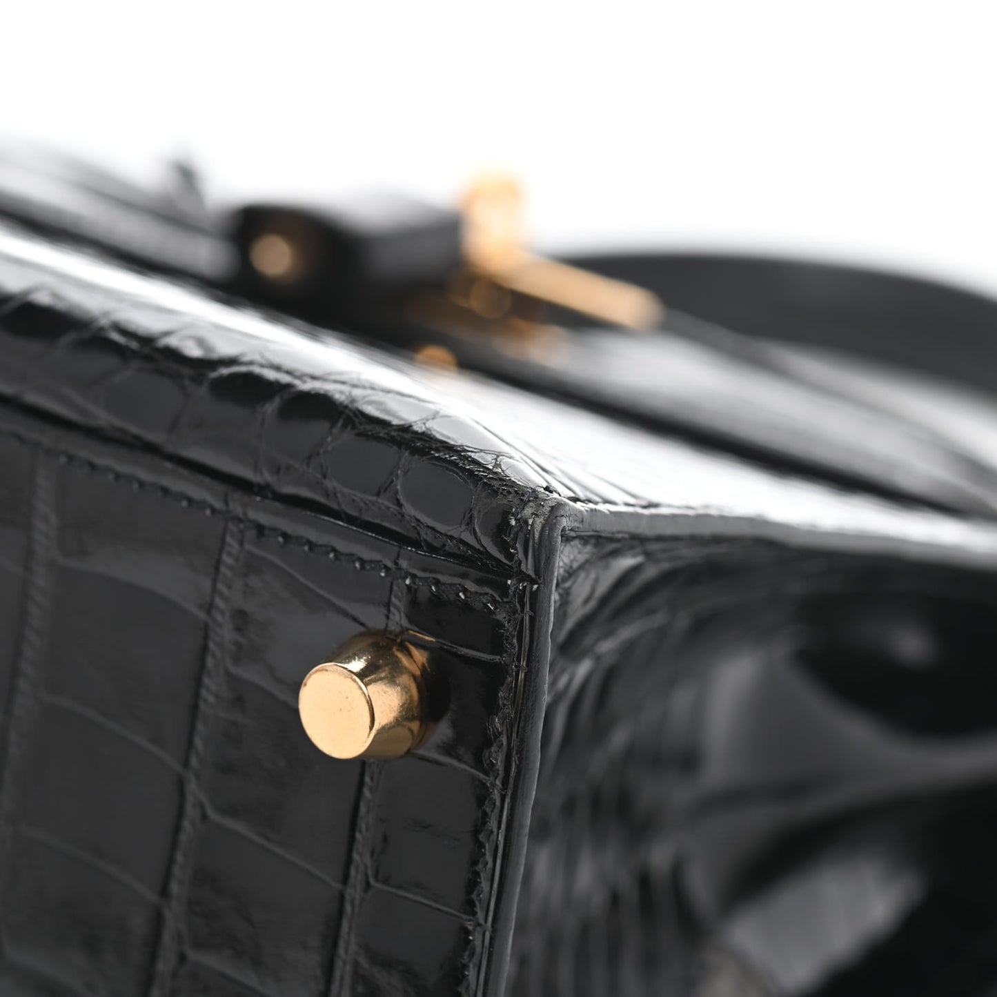 Shiny Alligator Kelly Sellier 25 Black