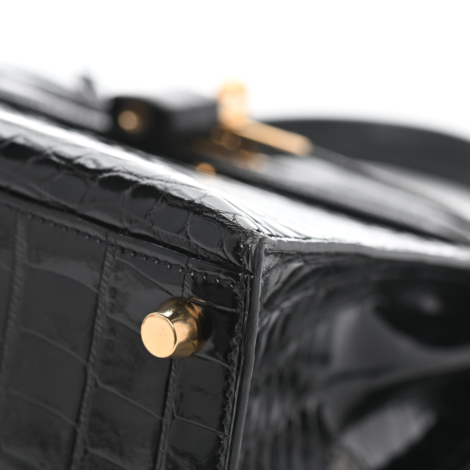 Hermes Shiny Alligator Kelly Sellier 25 Black 10 of 15