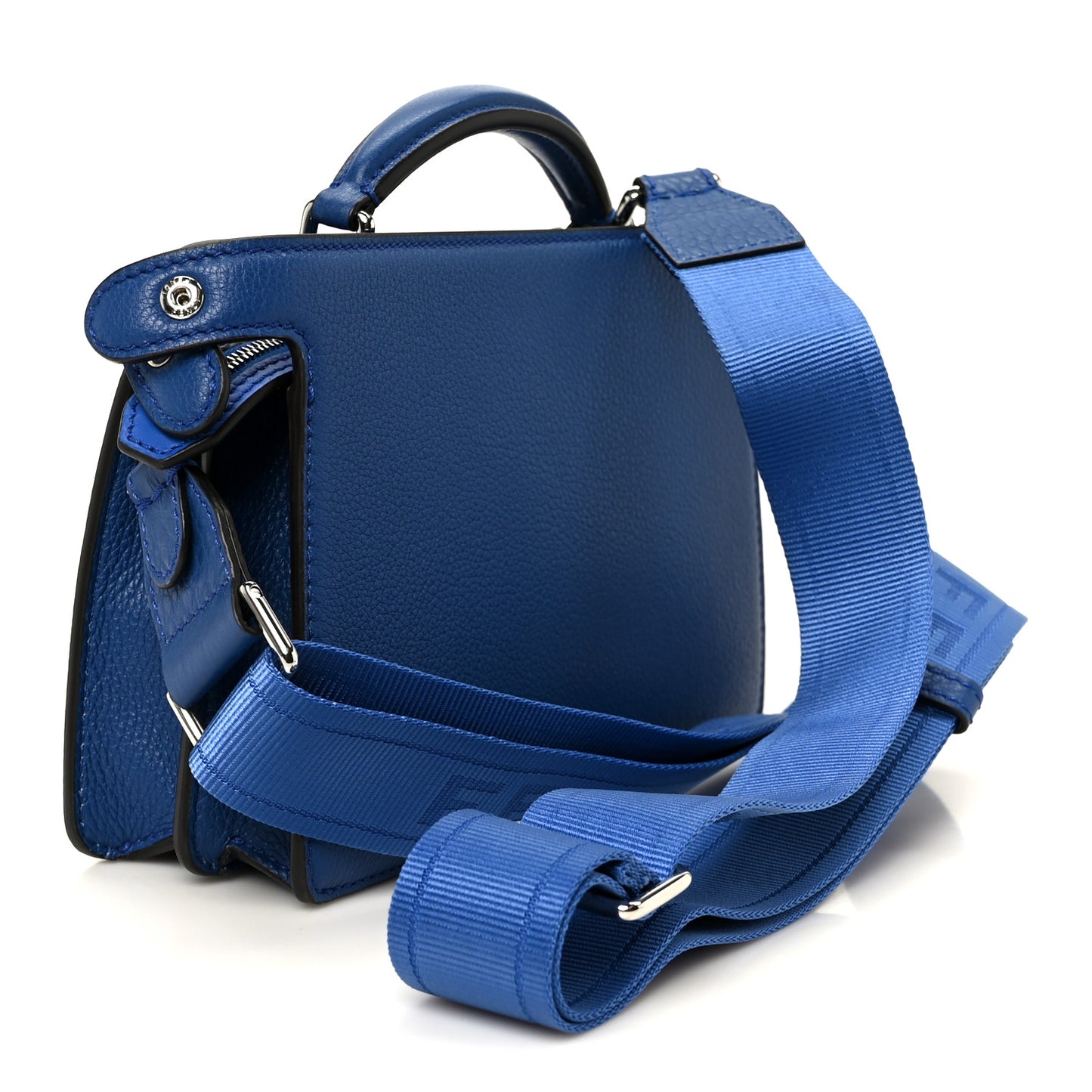 Cuoio Romano Vitello Cover Bi-Color Peekaboo I See U X Cross Satchel Bleu Royal Acciaio
