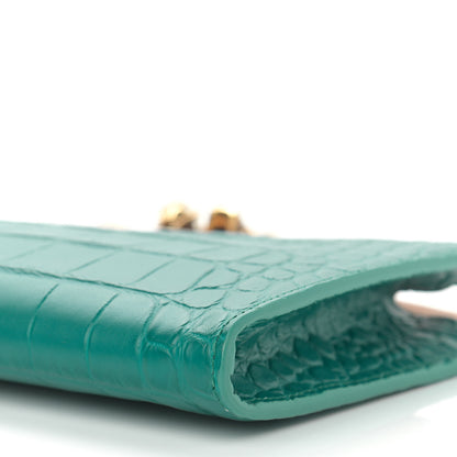 Alexander McQueen Calfskin Crocodile Embossed Knuckle Flat Clutch Citron 9 of 11