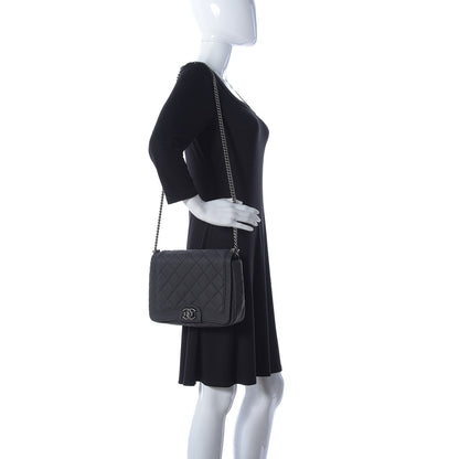 Chanel Washed Caviar Quilted Small Square Turn Around Ligne Flap Dark Grey 2 of 10