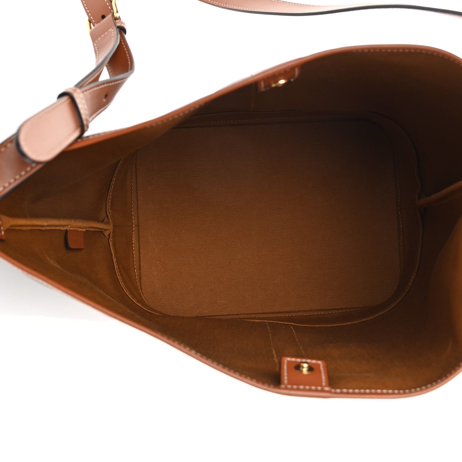 Celine Triomphe Canvas Calfskin Medium Bucket Bag Tan 5 of 13