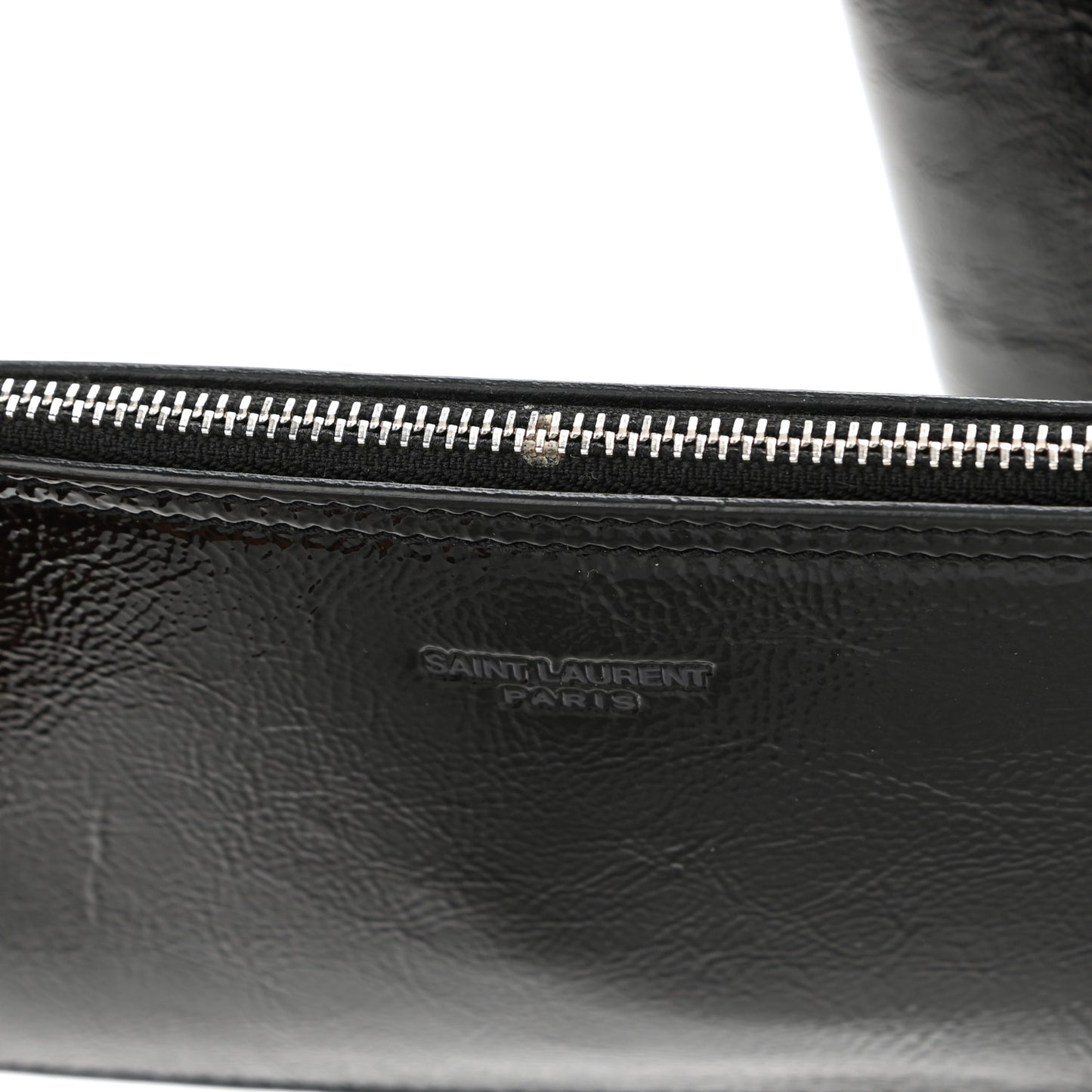 Patent Calfskin Large Shopping Tote Black