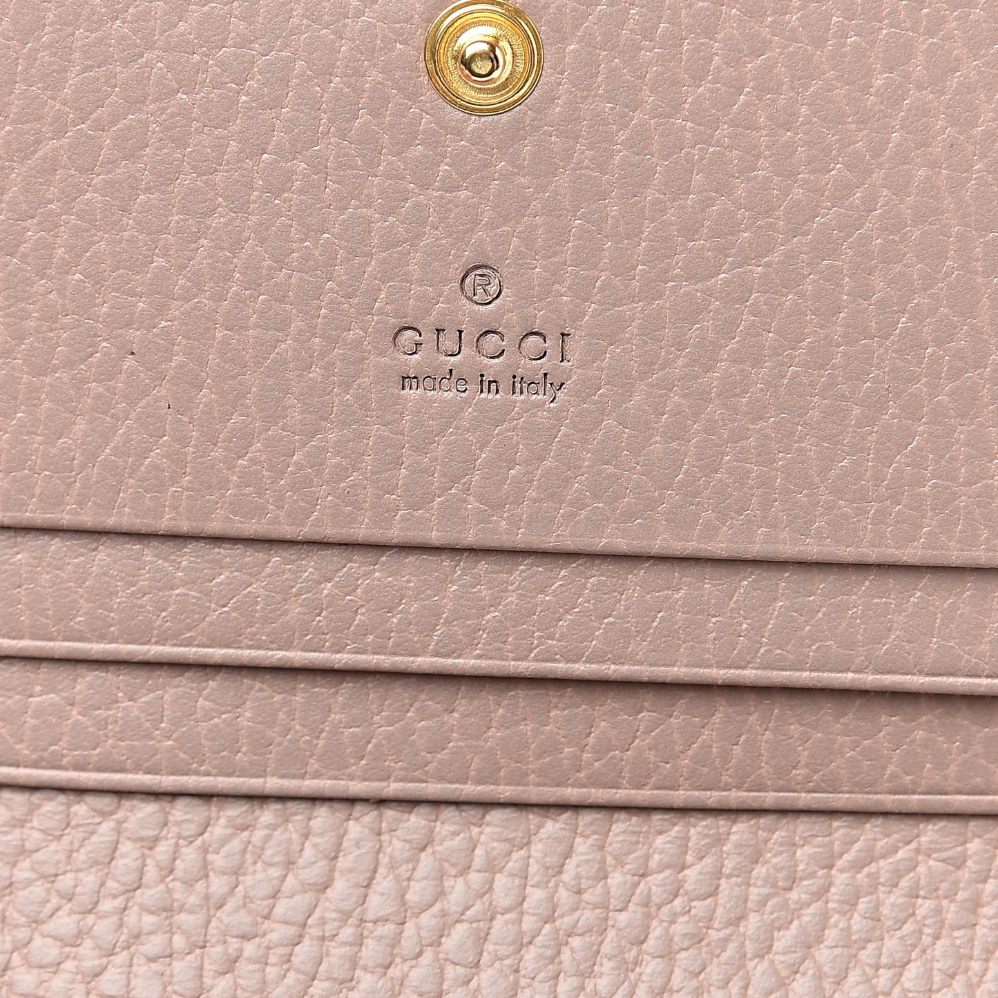 Pebbled Calfskin GG Marmont Card Case Porcelain Rose