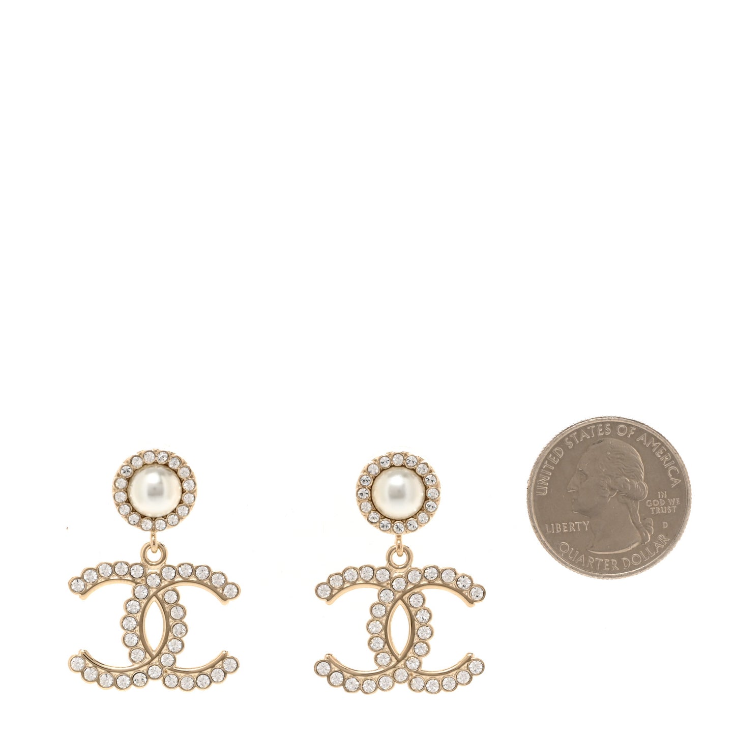 Crystal Pearl Bow-tiful CC Drop Earrings Gold