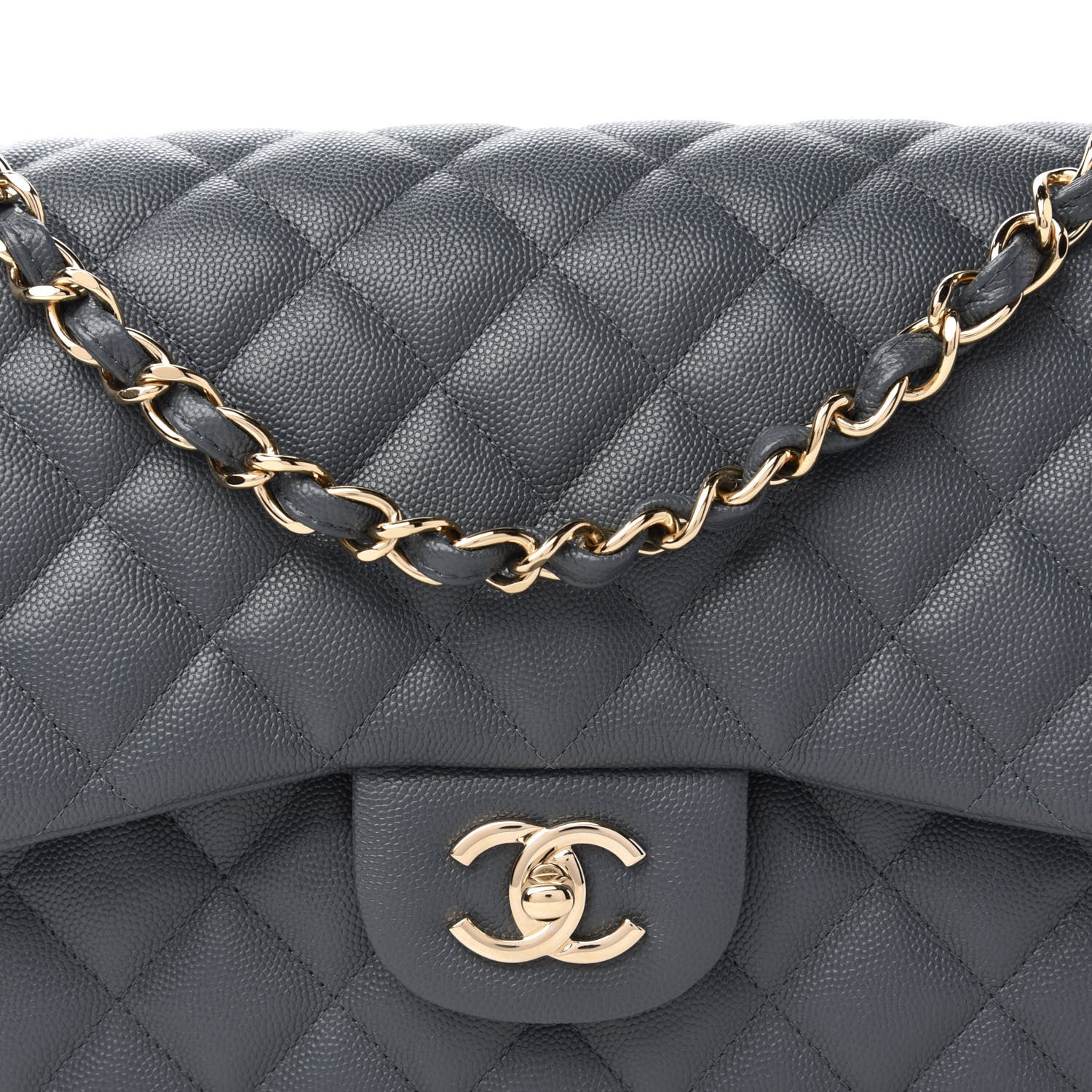 Chanel Caviar Quilted Jumbo Double Flap Dark Grey 10 of 11