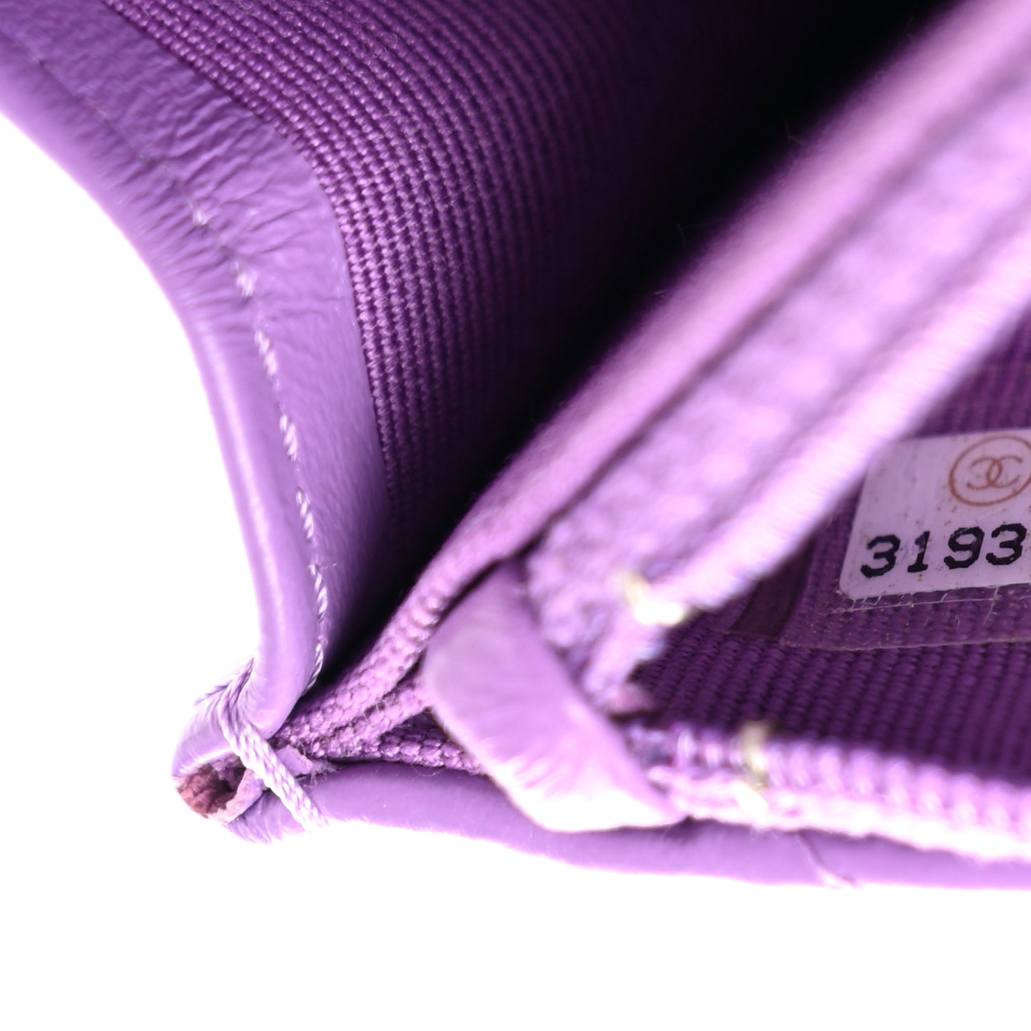 Lambskin Enamel Quilted Pending CC Clutch With Chain  Purple