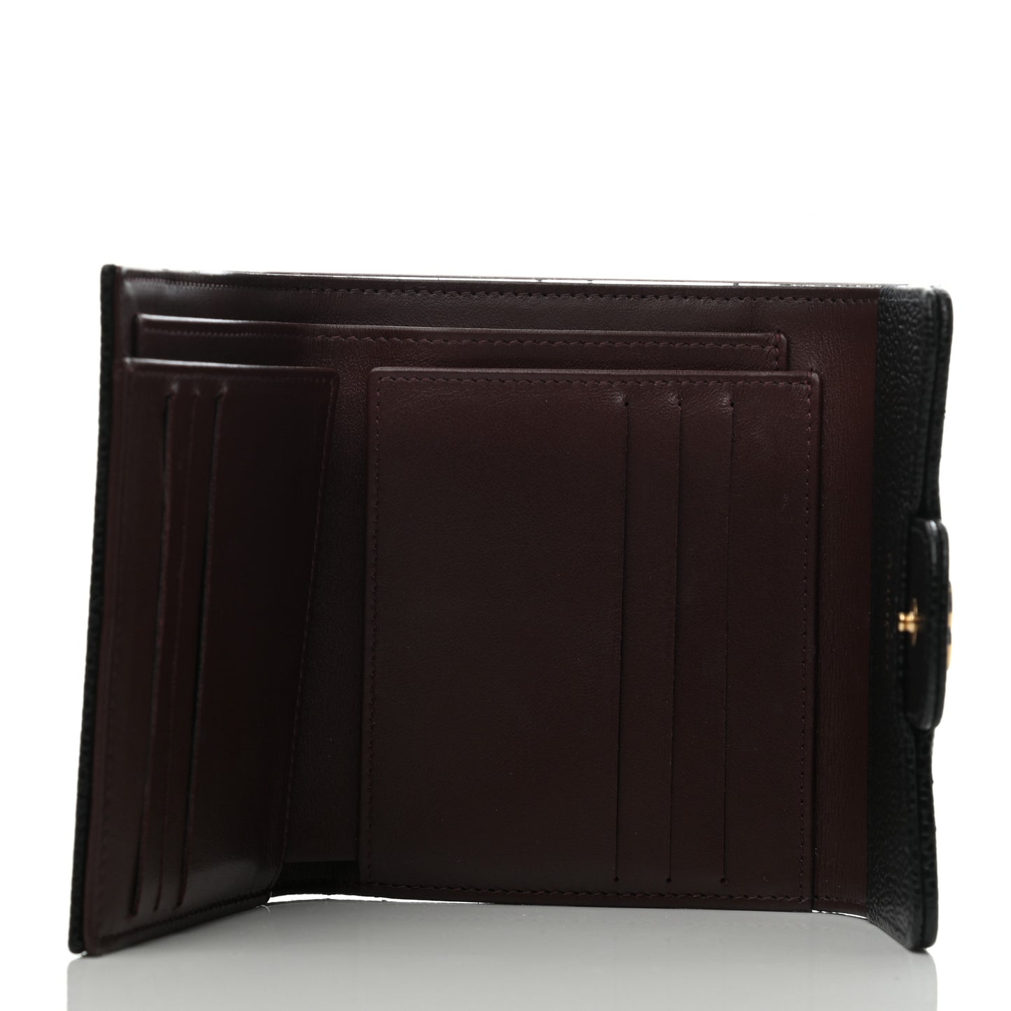 Caviar Quilted Compact Flap Wallet Black