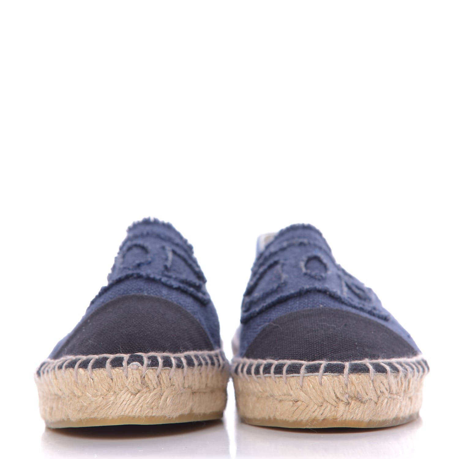Chanel Denim Toile CC Espadrilles 40 Navy Black 3 of 10