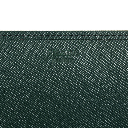 Prada Saffiano Metal Oro Chain Wallet Smeraldo 7 of 10