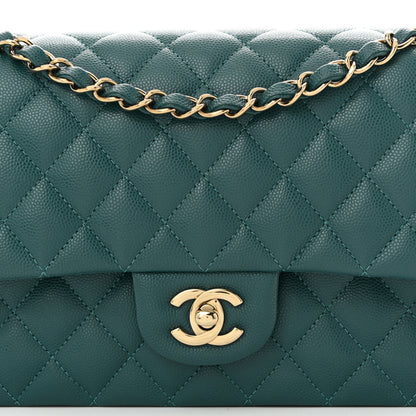 Chanel Caviar Quilted Medium Double Flap Dark Green 8 of 10