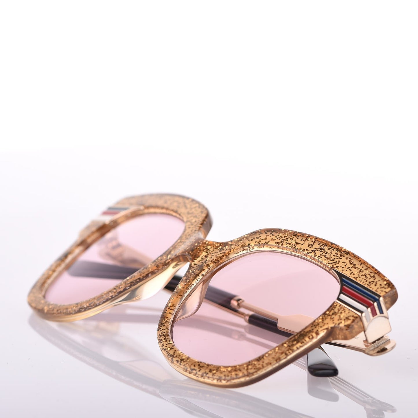 Acetate Square Frame Web Glitter GG0281S Sunglasses Gold