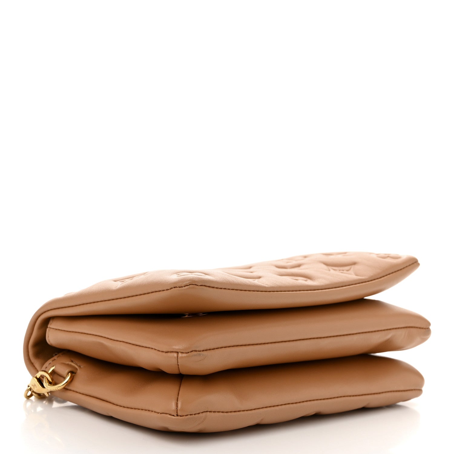 Louis Vuitton Lambskin Embossed Monogram Pochette Coussin Camel 4 of 9