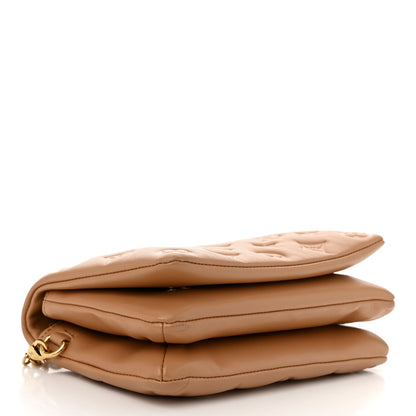 Louis Vuitton Lambskin Embossed Monogram Pochette Coussin Camel 4 of 9