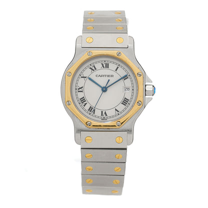 Cartier Stainless Steel 18K Yellow Gold 29mm Santos Octagon Quartz Watch 1 of 4