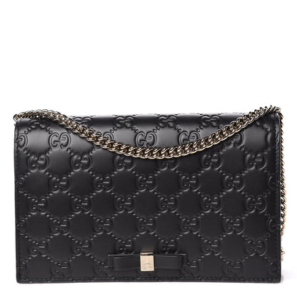 Gucci Guccissima Signature Bowy Chain Wallet Black 1 of 9