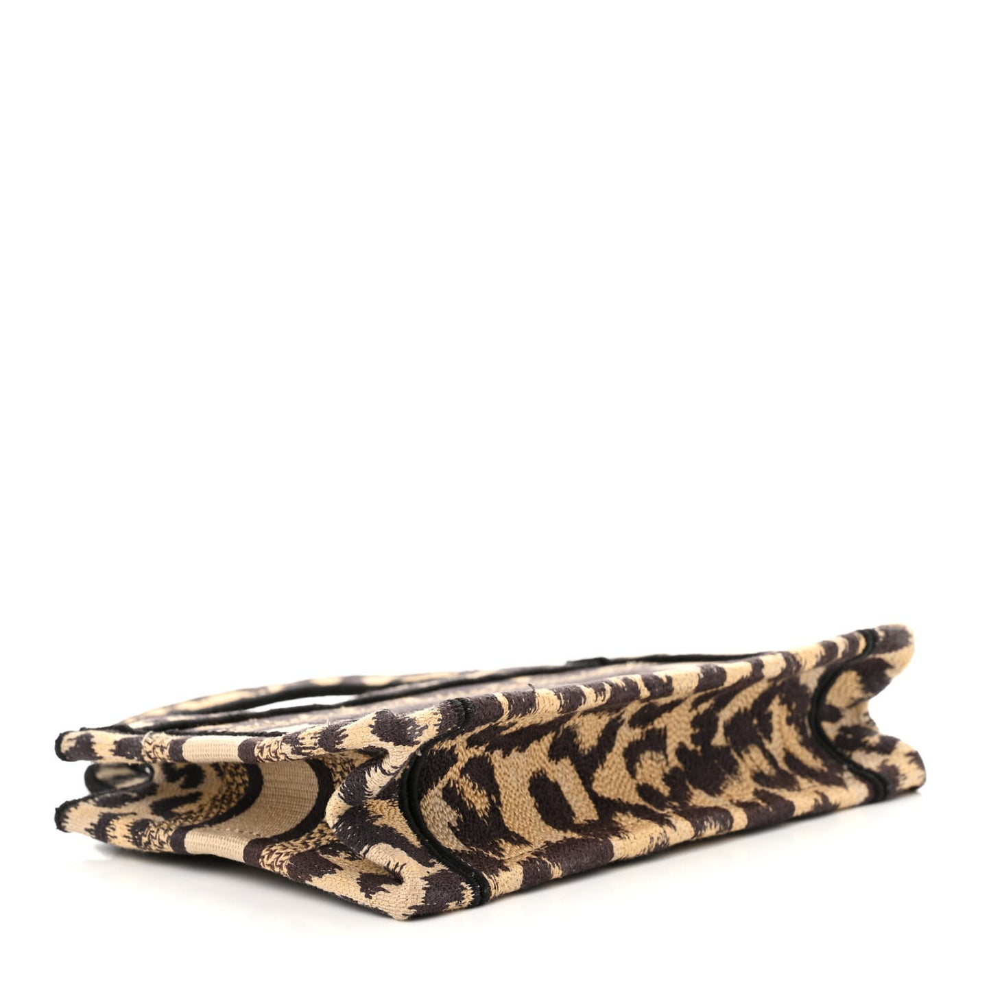 Canvas Mizza Embroidered Mini Leopard Book Tote Beige