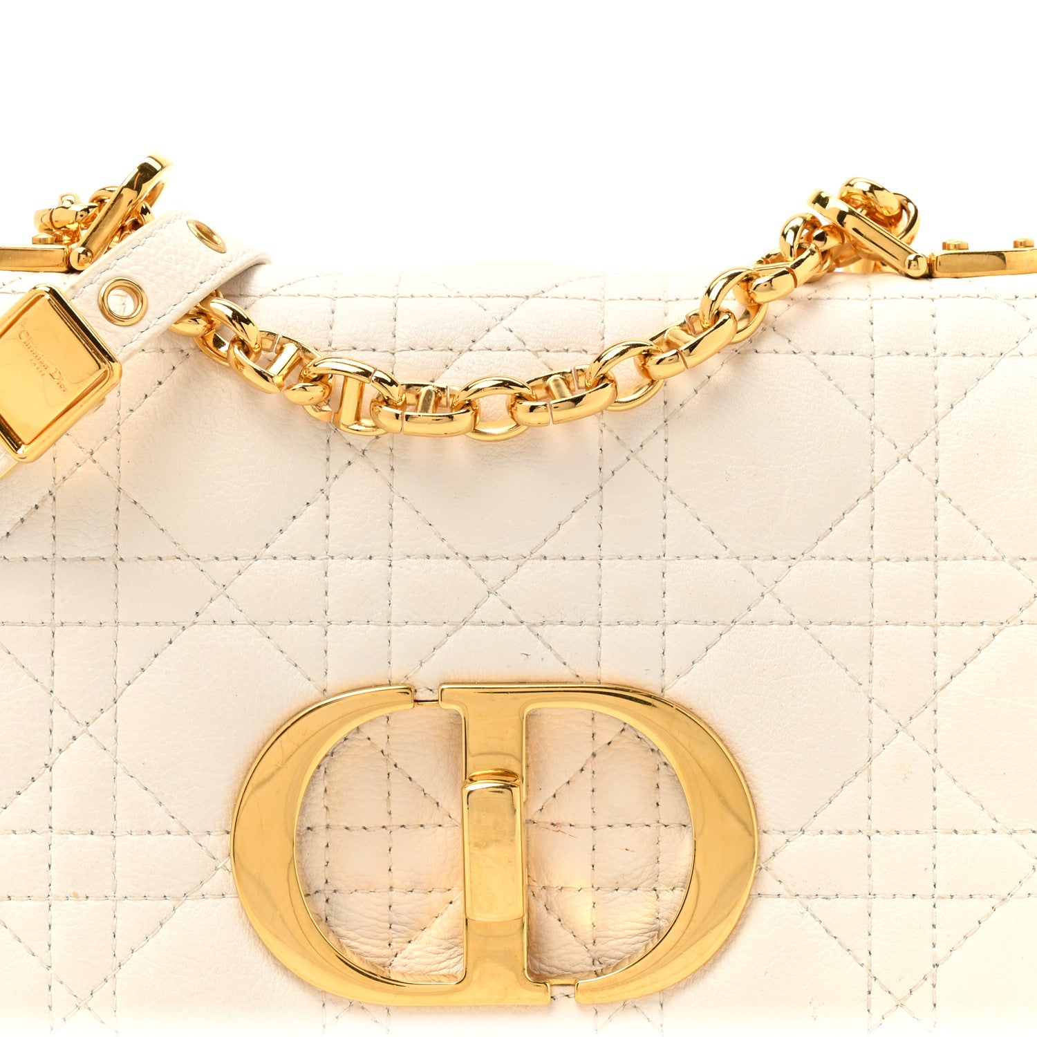 Christian Dior Grained Calfskin Cannage Small Caro Bag White 8 of 14