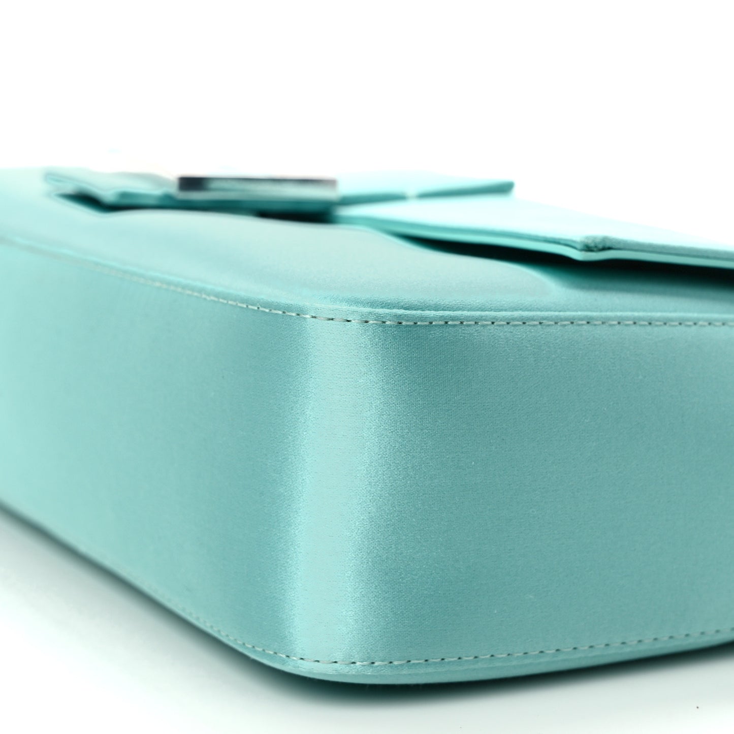 X TIFFANY Satin Nappa Silver Baguette Blue Tiffany Silver