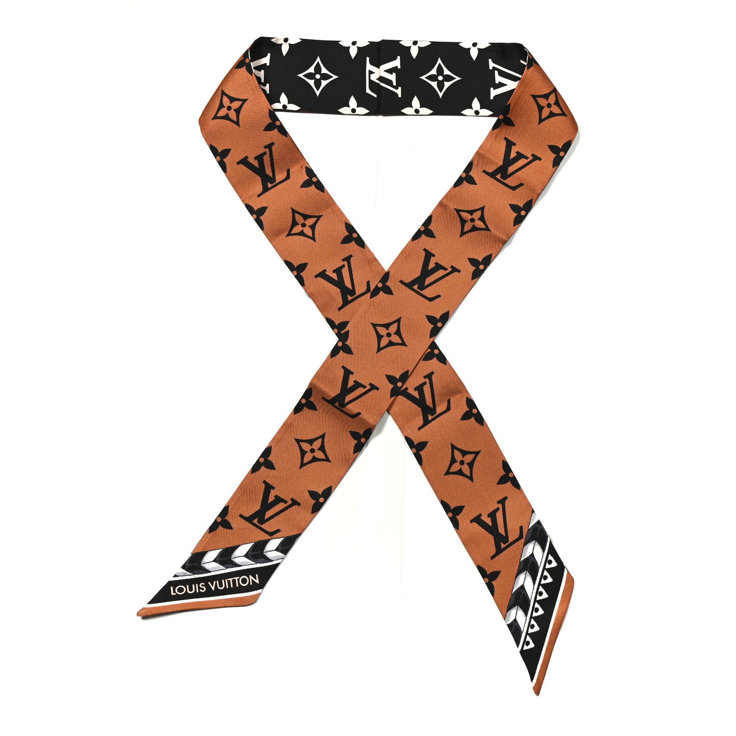 Silk Monogram LV Crafty Bi Color BB Bandeau Caramel Black