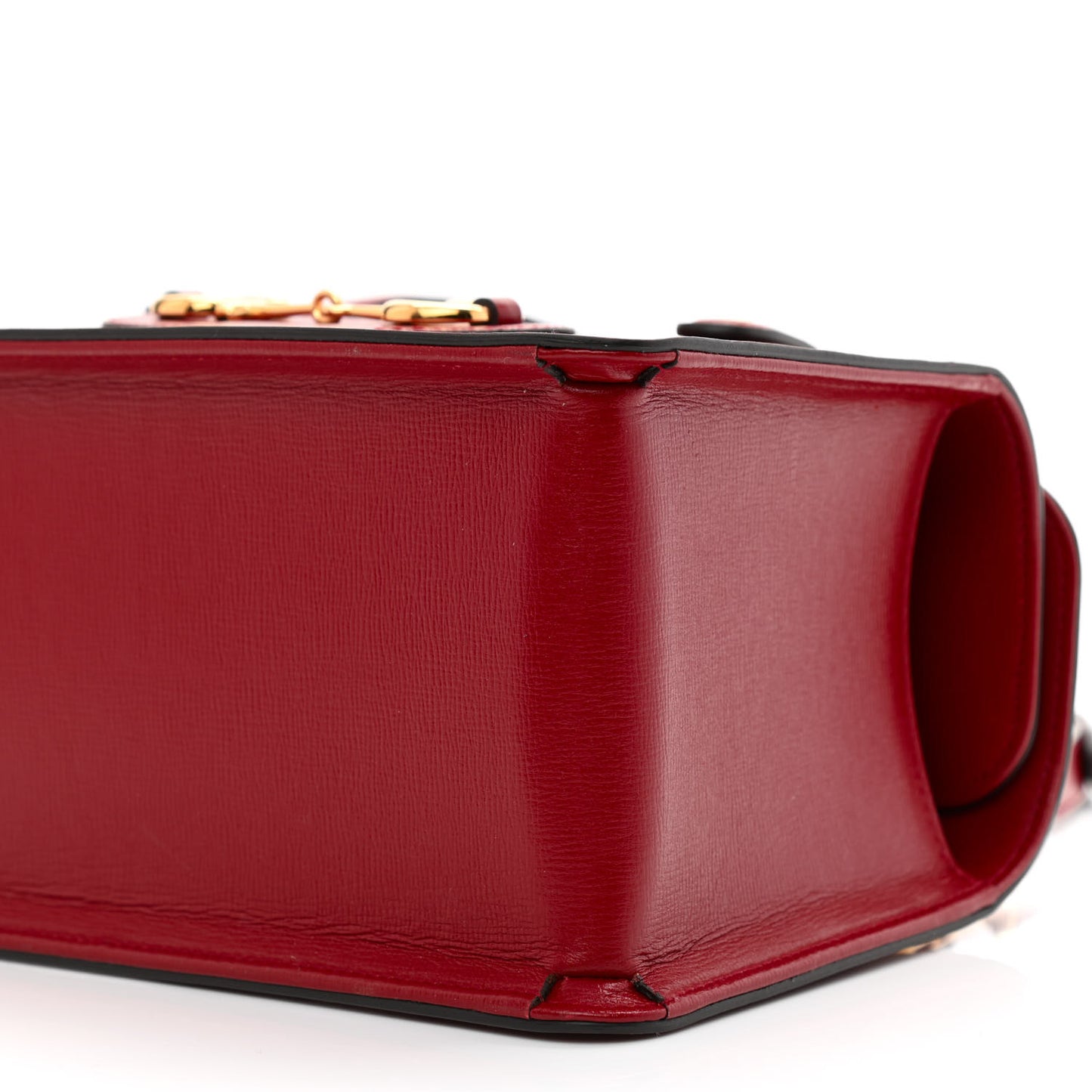 Textured Calfskin Mini Horsebit 1955 Foldover Top Handle Bag Red