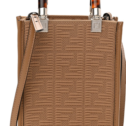 Fendi Technical Fabric Vitello Ceylon Plexiglass FF Mini Fendi Sunshine Shopper Tote Sand 8 of 10