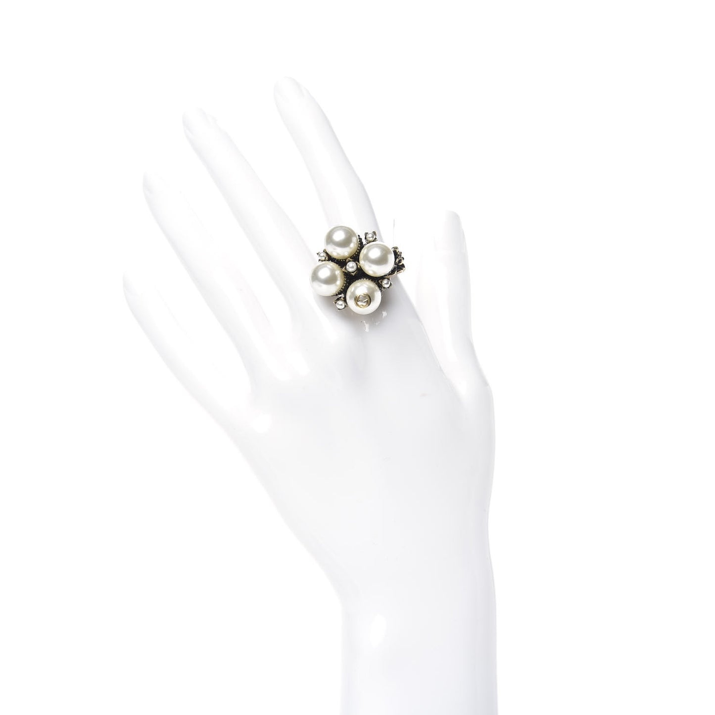 Metal Pearl Ring 8 Aged Gold