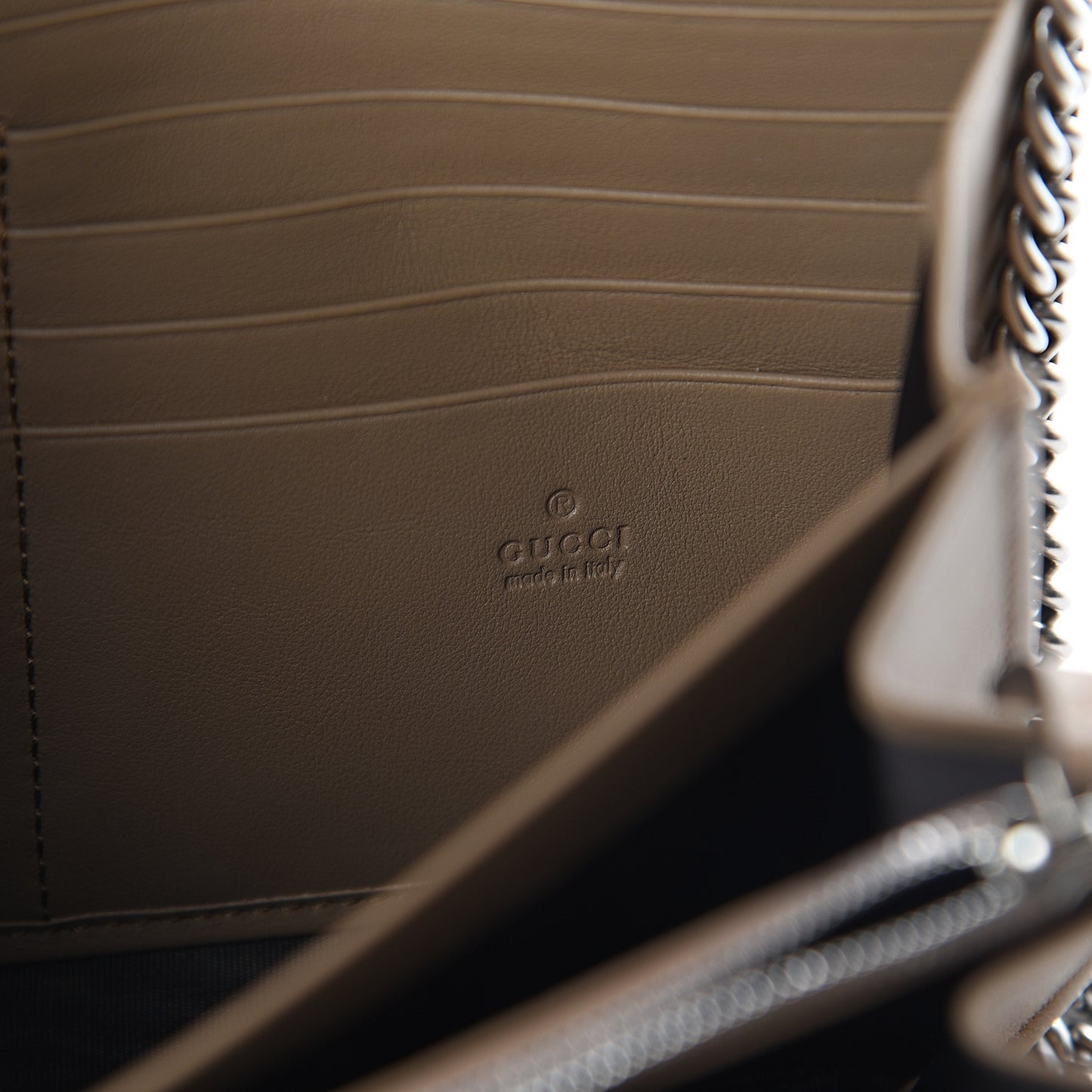 GG Supreme Monogram Mini Dionysus Chain Wallet Beige Taupe