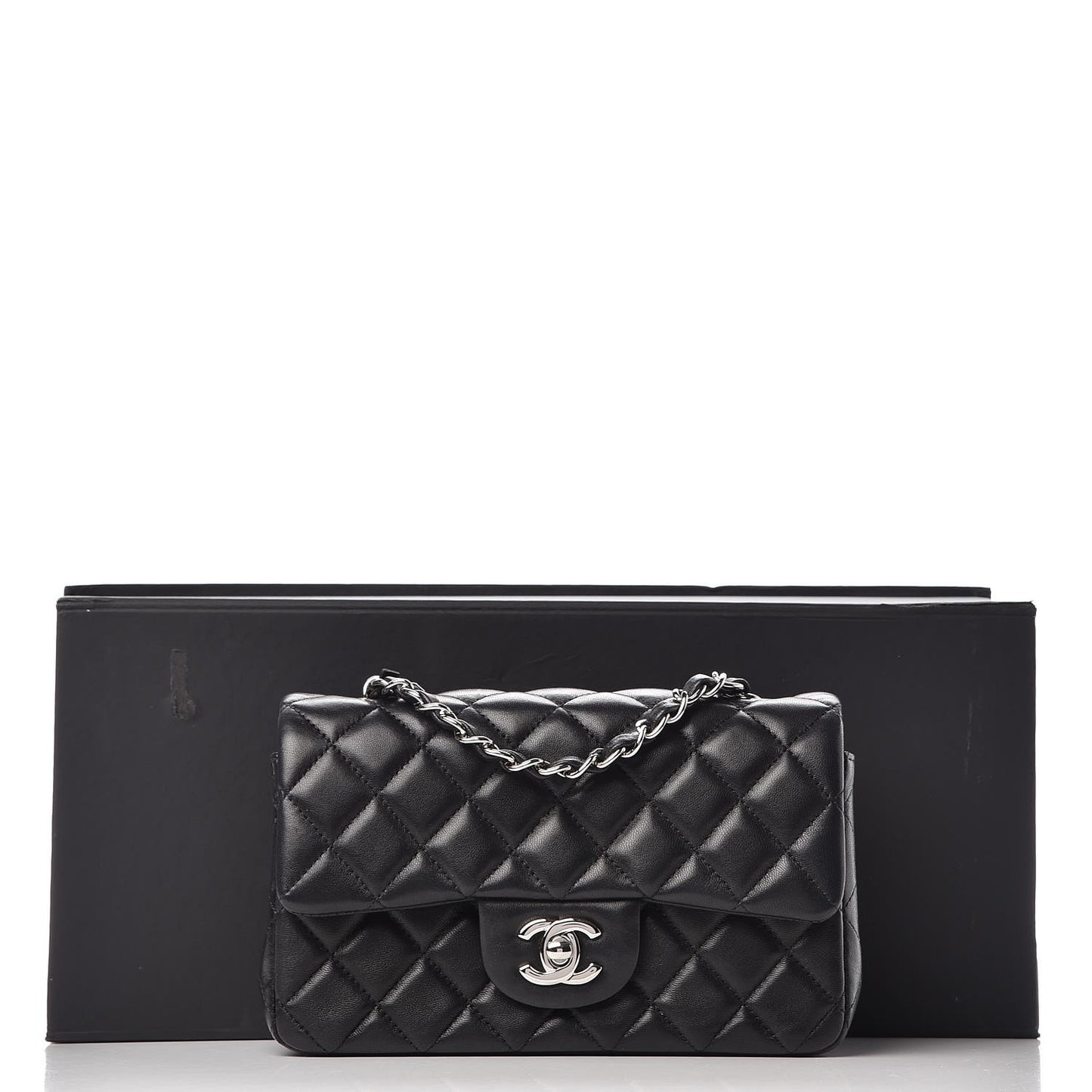 Lambskin Quilted Mini Rectangular Flap Black