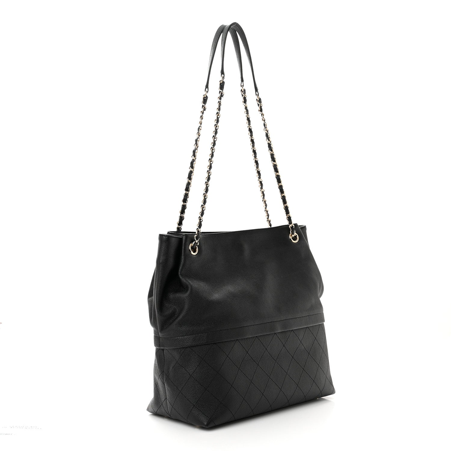 Chanel Crumpled Grained Calfskin Zip and Carry Shopping Tote Black 3 of 10