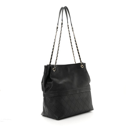 Chanel Crumpled Grained Calfskin Zip and Carry Shopping Tote Black 3 of 10