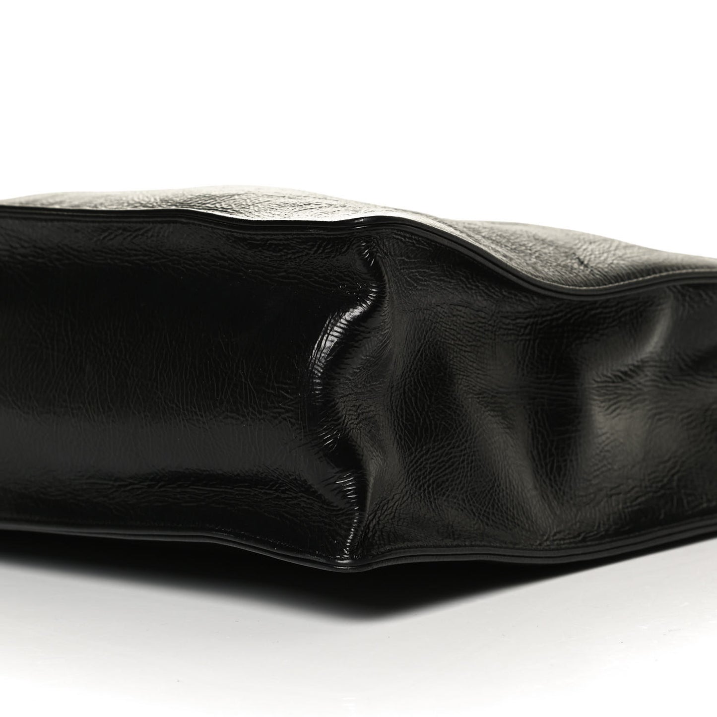 Shiny Aged Calfskin Shopping Bag Black