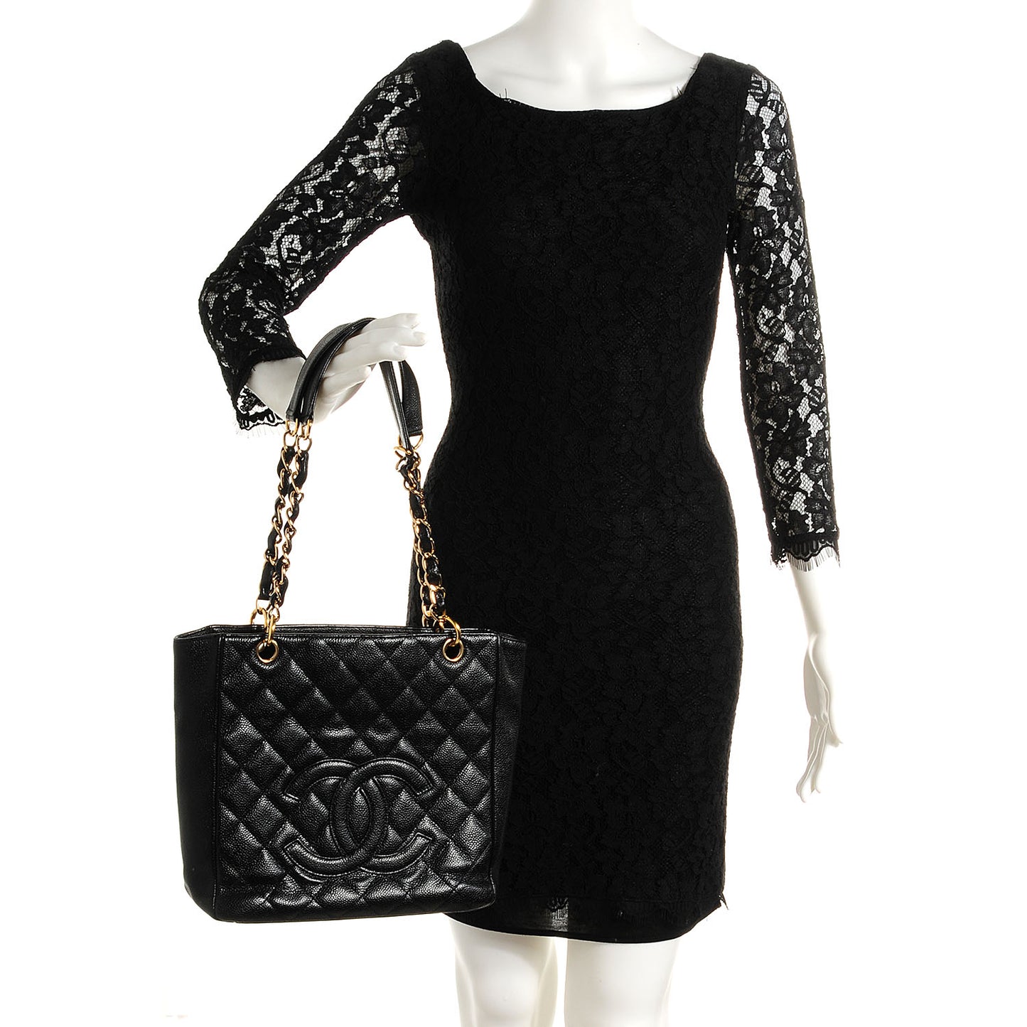 Caviar Petit Shopping Tote PST Black