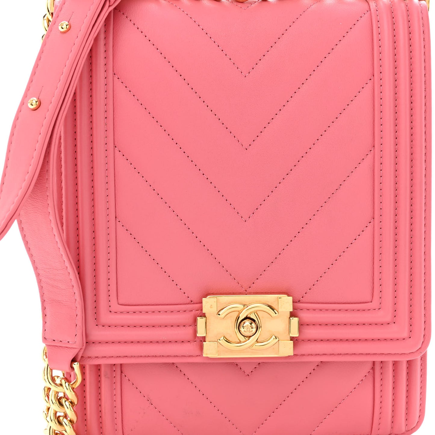 Calfskin Chevron North South Boy Flap Pink