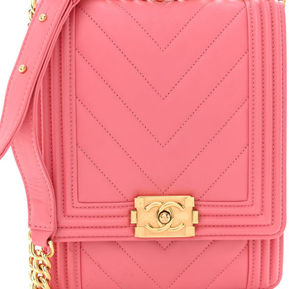Chanel Calfskin Chevron North South Boy Flap Pink 8 of 10