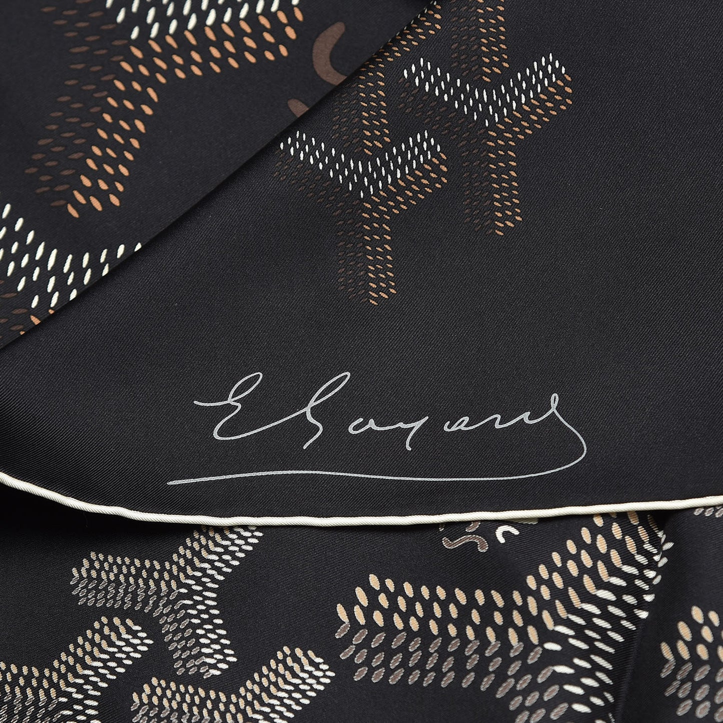 Silk Goyardine Scarf Black