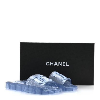 Chanel PVC Transparent CC Flat Slide Sandals 38 Blue 10 of 10