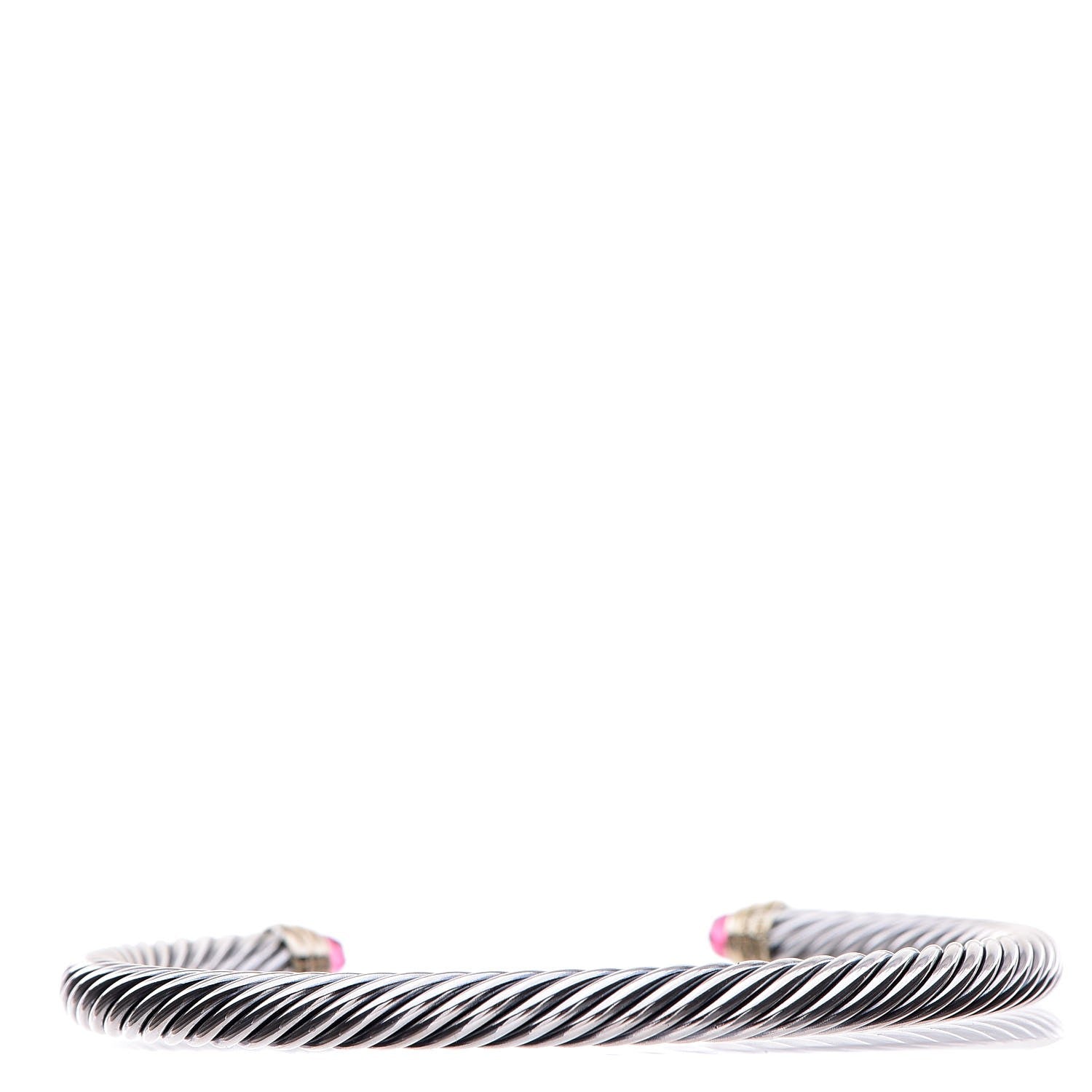 David Yurman Sterling Silver 14K Yellow Gold Pink Tourmaline 5mm Cable Classics Petite Color Bracelet 3 of 4