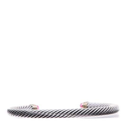 David Yurman Sterling Silver 14K Yellow Gold Pink Tourmaline 5mm Cable Classics Petite Color Bracelet 3 of 4