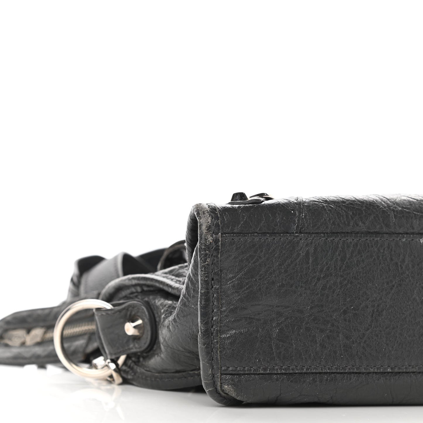 Agneau Classic Silver Hardware Mini City Gris Fossile