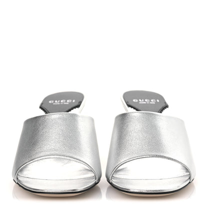 Gucci Nappa Lame Interlocking G Bella 65mm Slide Sandals 39 Argento 3 of 11