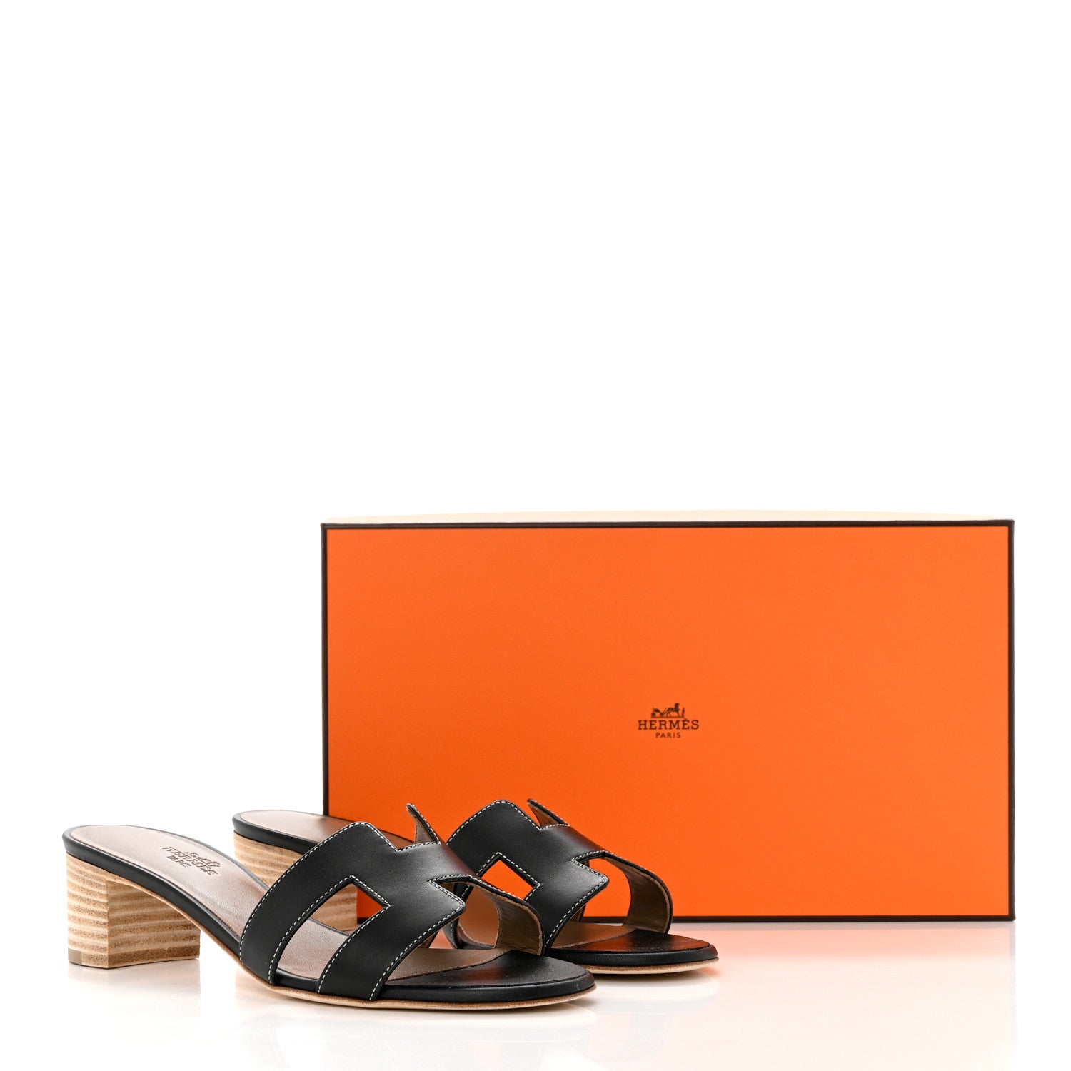 Hermes Calfskin Oasis Sandals 36.5 Black 9 of 9