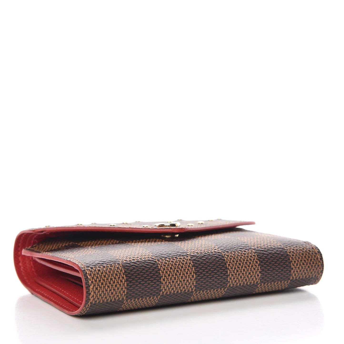Damier Ebene Studded Victorine Wallet Cherry
