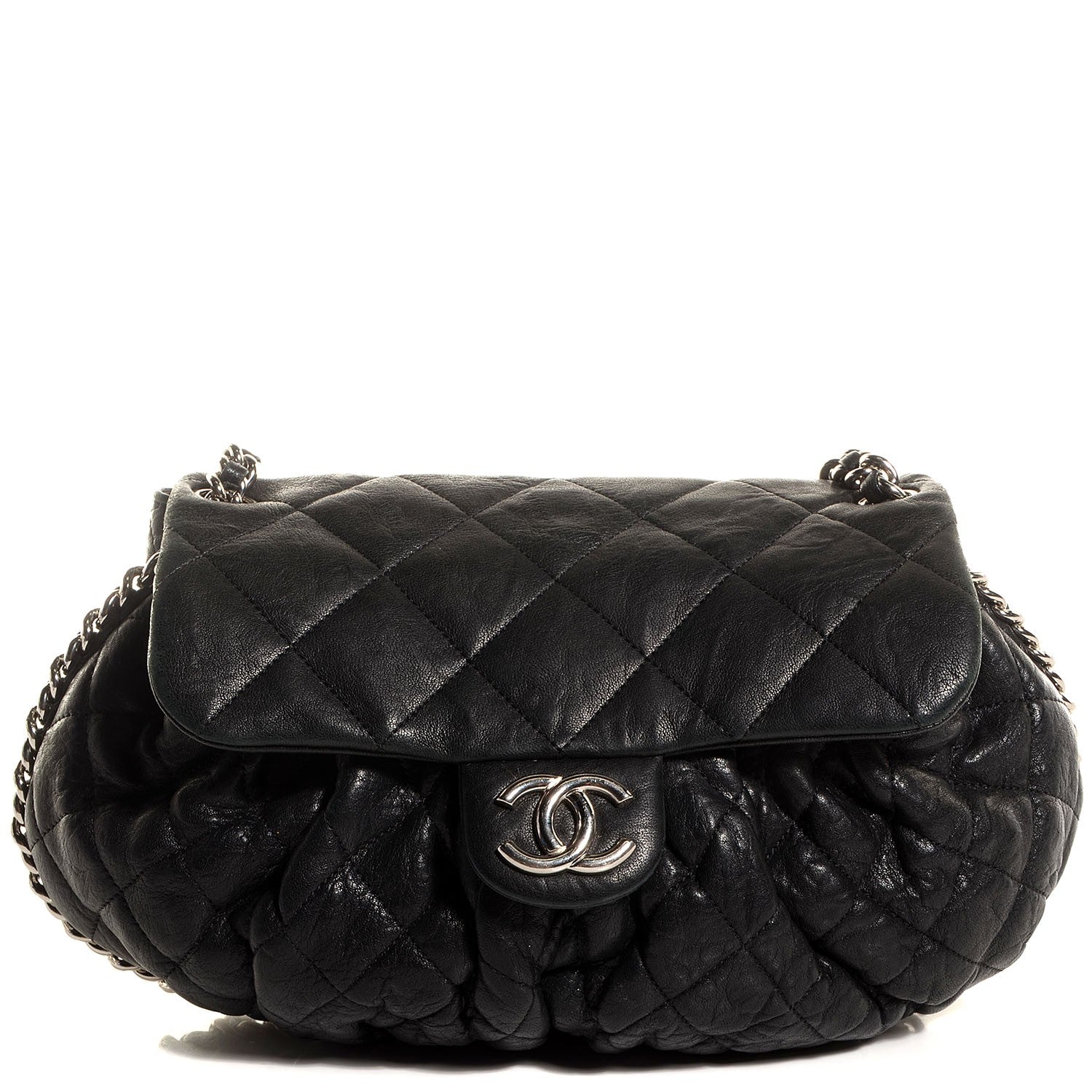 Chanel Washed Lambskin Quilted Medium Chain Around Messenger Black 1 of 7