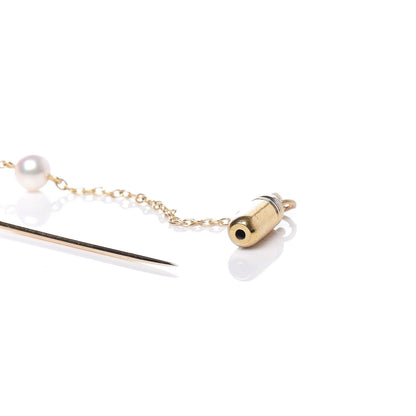 Mikimoto 14K Yellow Gold Akoya Pearl 4.5mm Pin Brooch 5 of 5